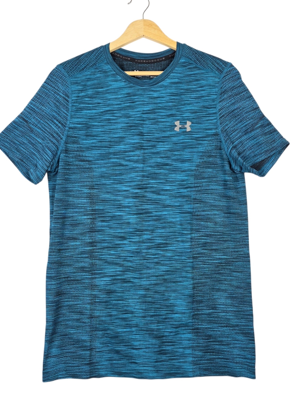 Under Armour Womens Shortsleeve Heatgear Teal Black Workout Shirt Size Medium